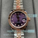 Clean Factory 1:1 Copy Rolex Datejust Rose Gold Fluted Bezel Ladies 28MM Watch